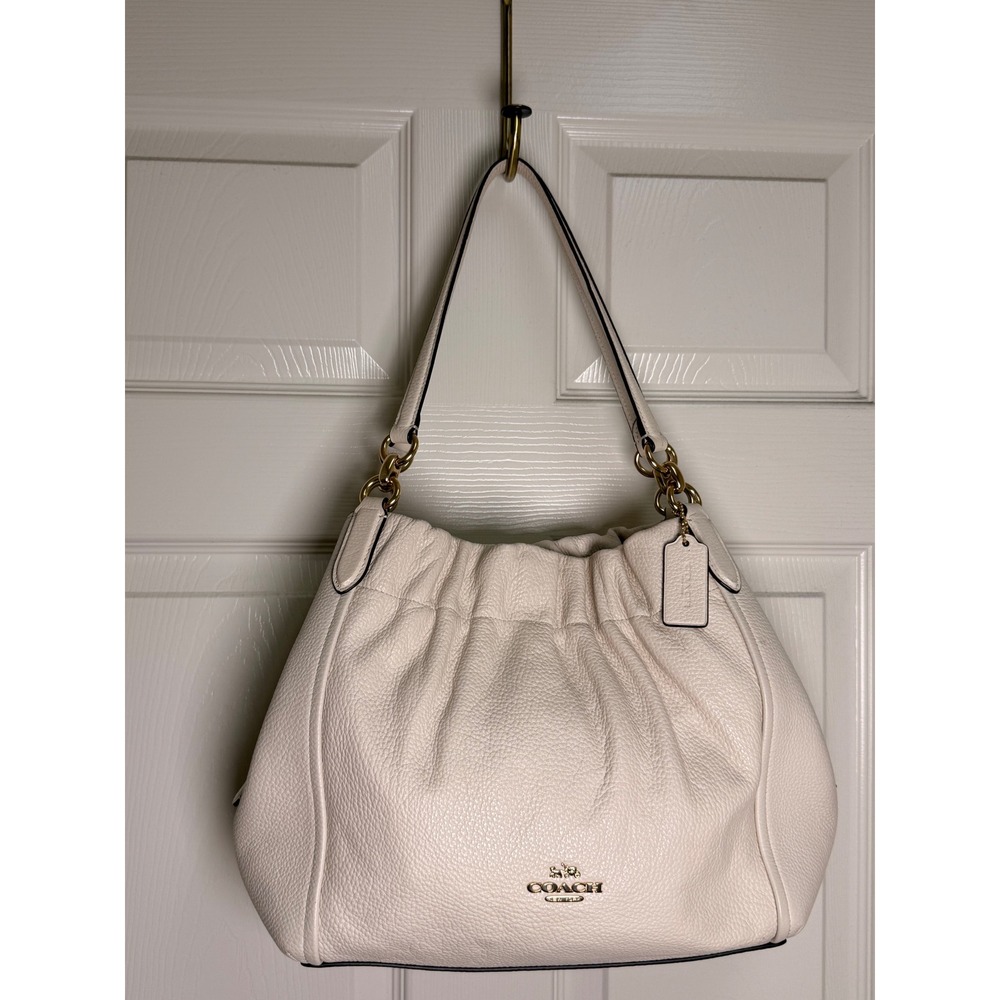NWT Coach Maya Shoulder Bag Chalk White Pebble Leather Hobo C1454 Gold Hardware